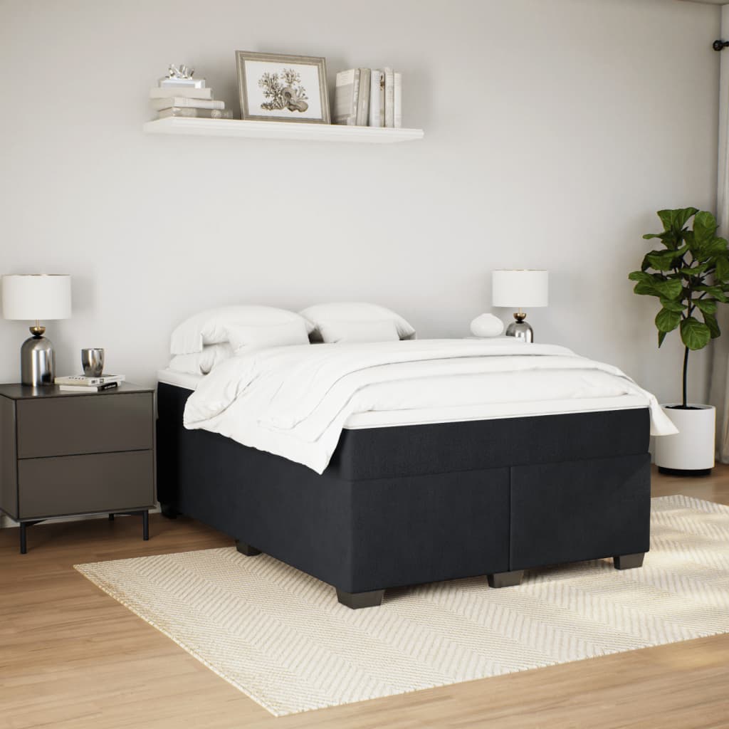 Boxspring met matras fluweel zwart 140x190 cm is nu te koop bij PeponiXL, paradijselijk wonen!