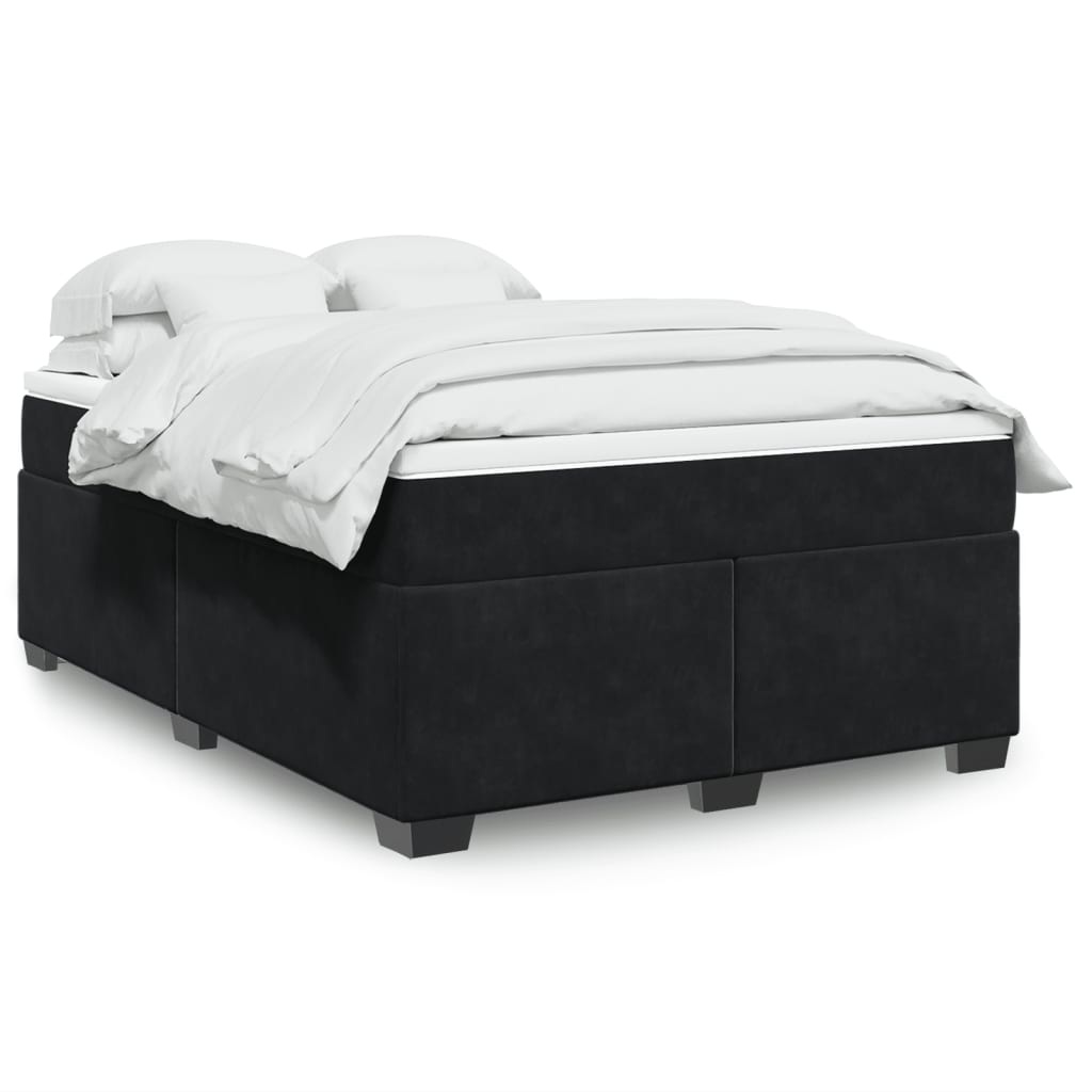 Boxspring met matras fluweel zwart 140x190 cm is nu te koop bij PeponiXL, paradijselijk wonen!