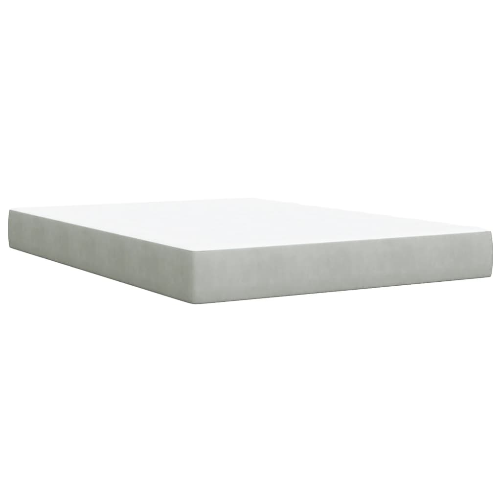 Boxspring met matras fluweel lichtgrijs 140x200 cm is nu te koop bij PeponiXL, paradijselijk wonen!