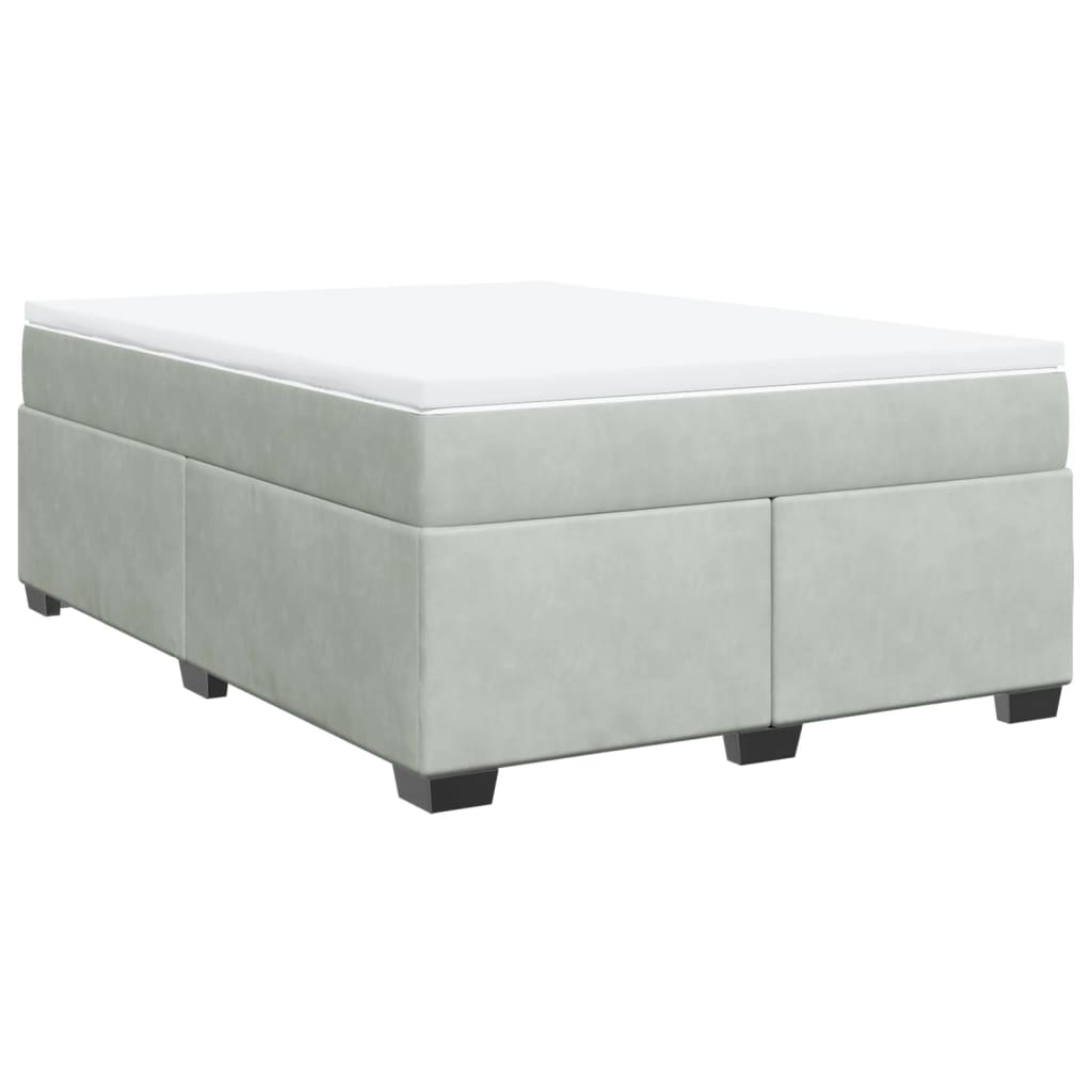 Boxspring met matras fluweel lichtgrijs 140x200 cm is nu te koop bij PeponiXL, paradijselijk wonen!