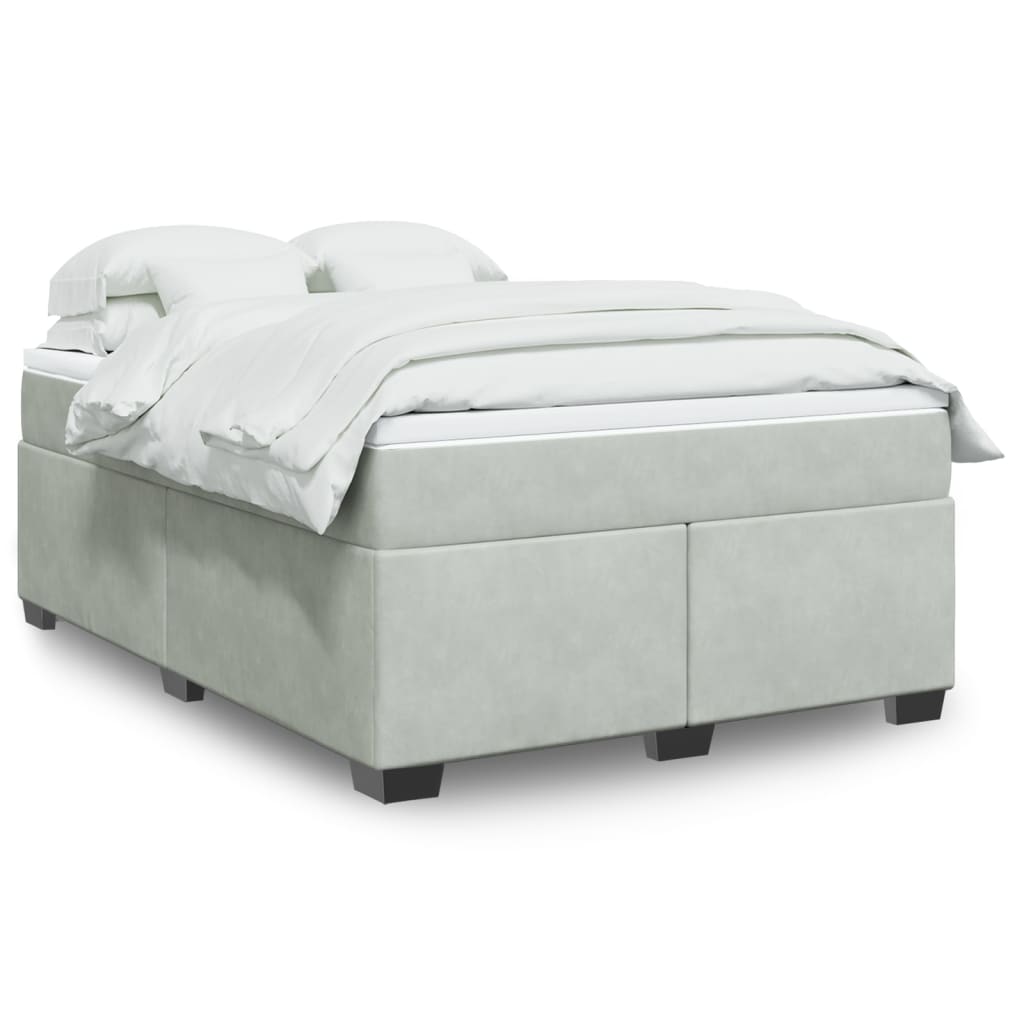 Boxspring met matras fluweel lichtgrijs 140x200 cm is nu te koop bij PeponiXL, paradijselijk wonen!