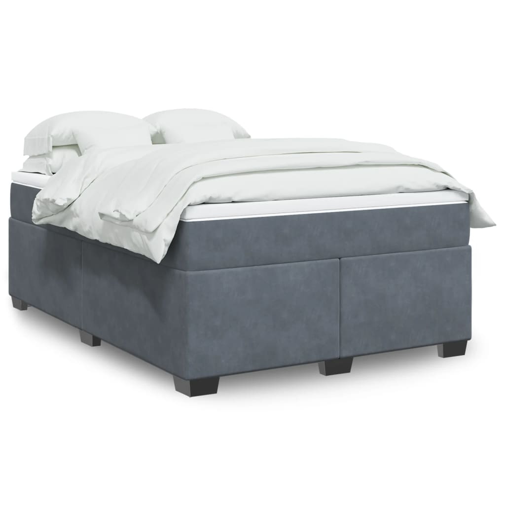Boxspring met matras fluweel donkergrijs 140x200 cm is nu te koop bij PeponiXL, paradijselijk wonen!