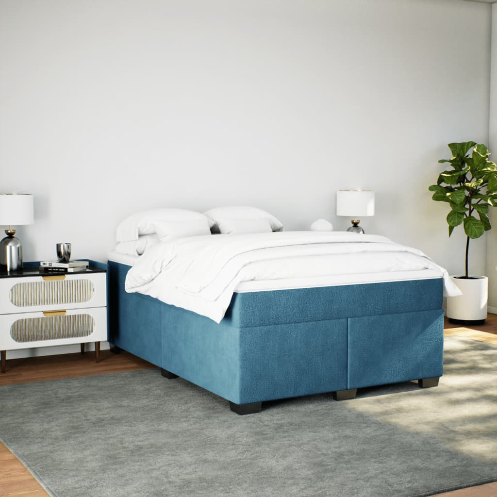 Boxspring met matras fluweel donkerblauw 140x200 cm is nu te koop bij PeponiXL, paradijselijk wonen!