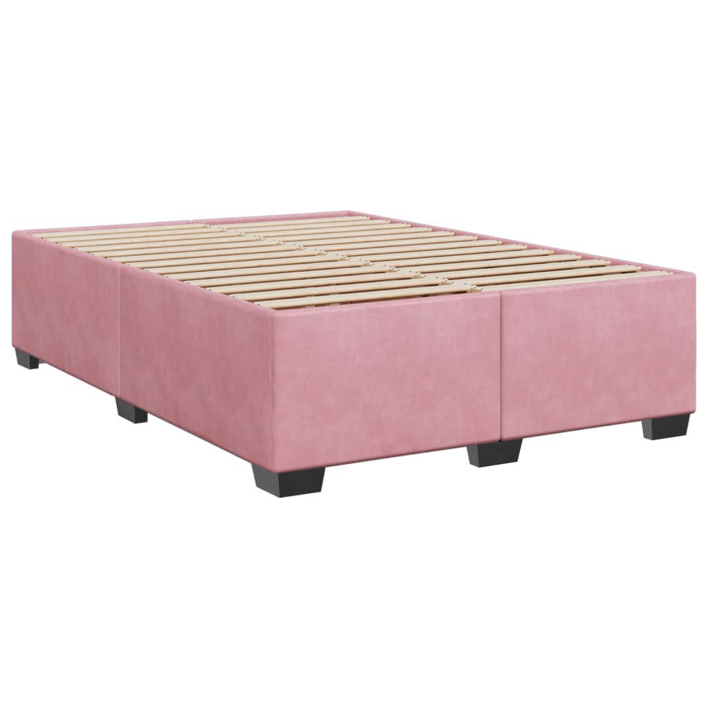 Boxspring met matras fluweel roze 140x200 cm is nu te koop bij PeponiXL, paradijselijk wonen!