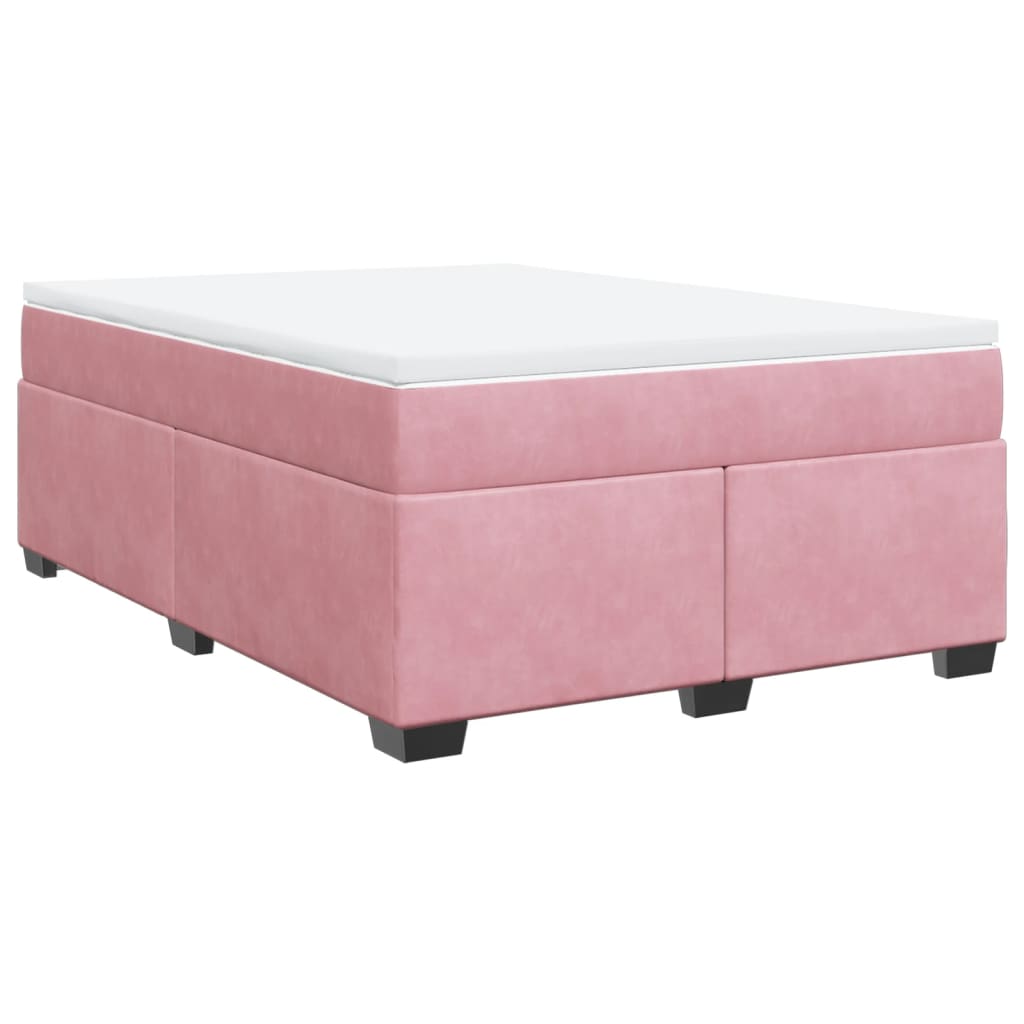 Boxspring met matras fluweel roze 140x200 cm is nu te koop bij PeponiXL, paradijselijk wonen!