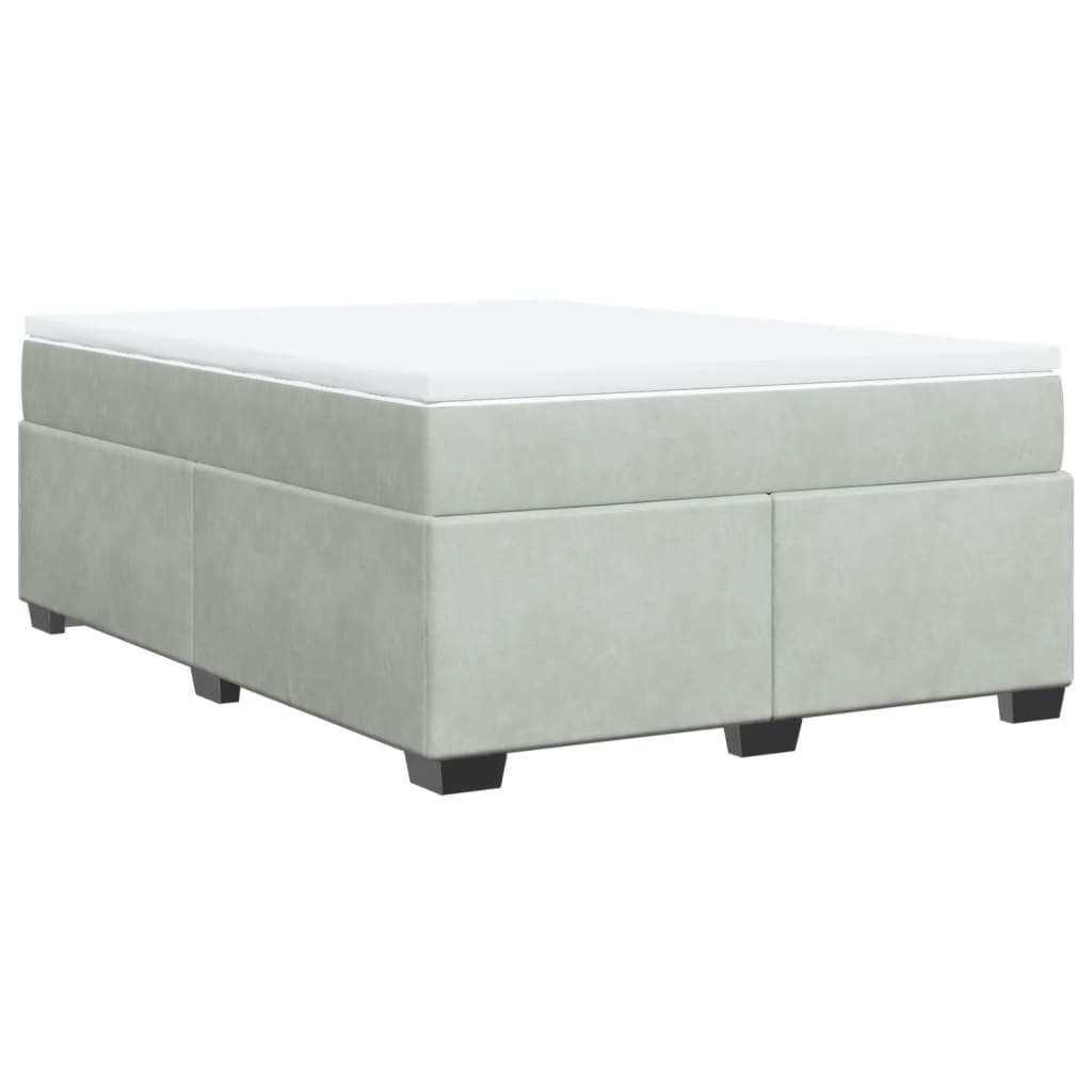 Boxspring met matras fluweel lichtgrijs 160x200 cm is nu te koop bij PeponiXL, paradijselijk wonen!