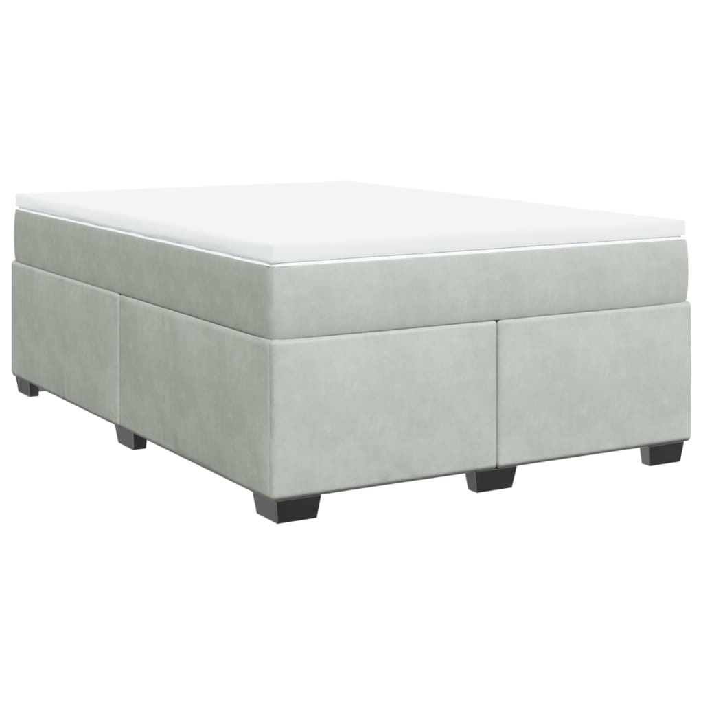Boxspring met matras fluweel lichtgrijs 160x200 cm is nu te koop bij PeponiXL, paradijselijk wonen!