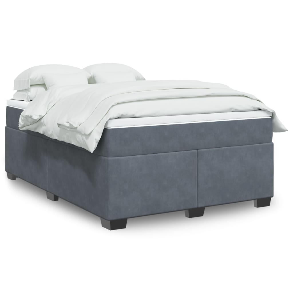 Boxspring met matras fluweel donkergrijs 160x200 cm is nu te koop bij PeponiXL, paradijselijk wonen!