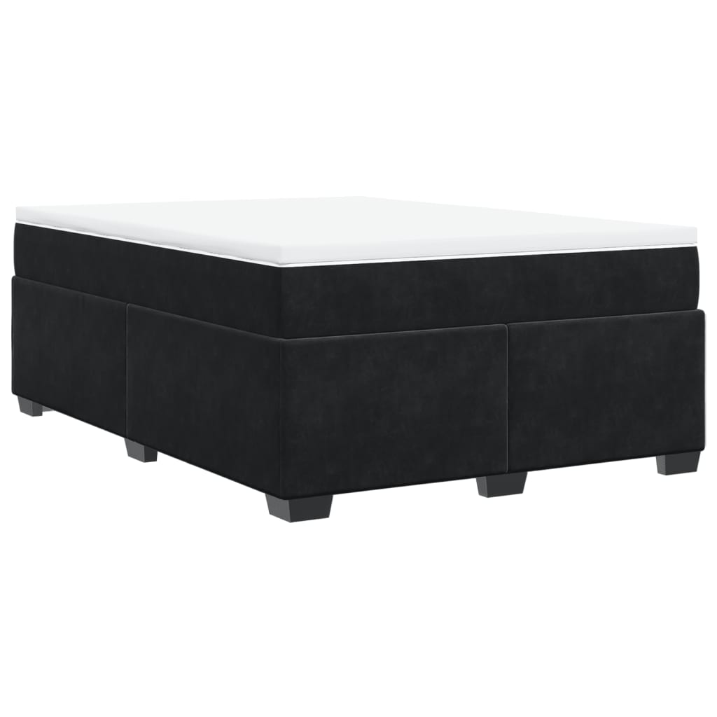 Boxspring met matras fluweel zwart 160x200 cm is nu te koop bij PeponiXL, paradijselijk wonen!