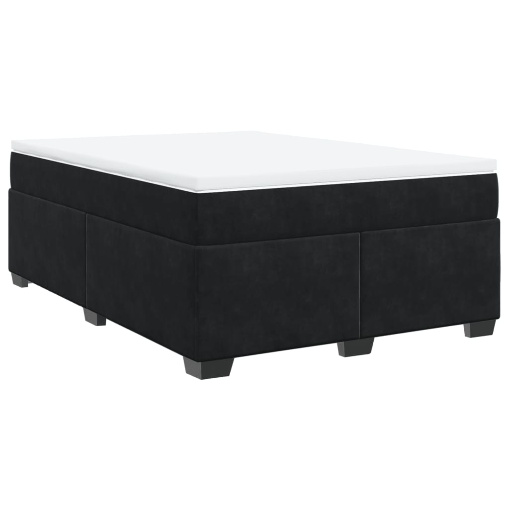 Boxspring met matras fluweel zwart 160x200 cm is nu te koop bij PeponiXL, paradijselijk wonen!