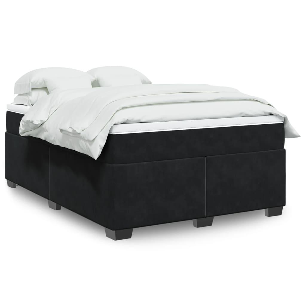 Boxspring met matras fluweel zwart 160x200 cm is nu te koop bij PeponiXL, paradijselijk wonen!