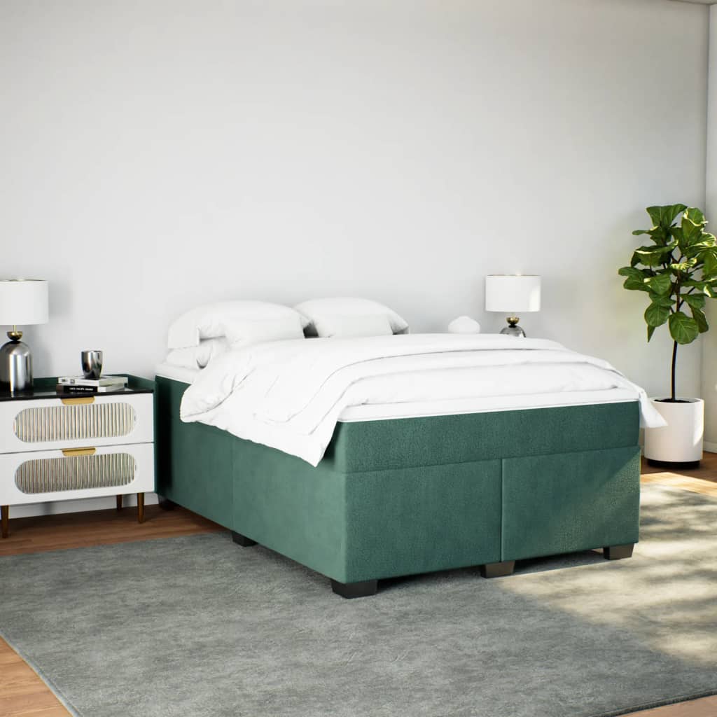 Boxspring met matras fluweel donkergroen 160x200 cm is nu te koop bij PeponiXL, paradijselijk wonen!