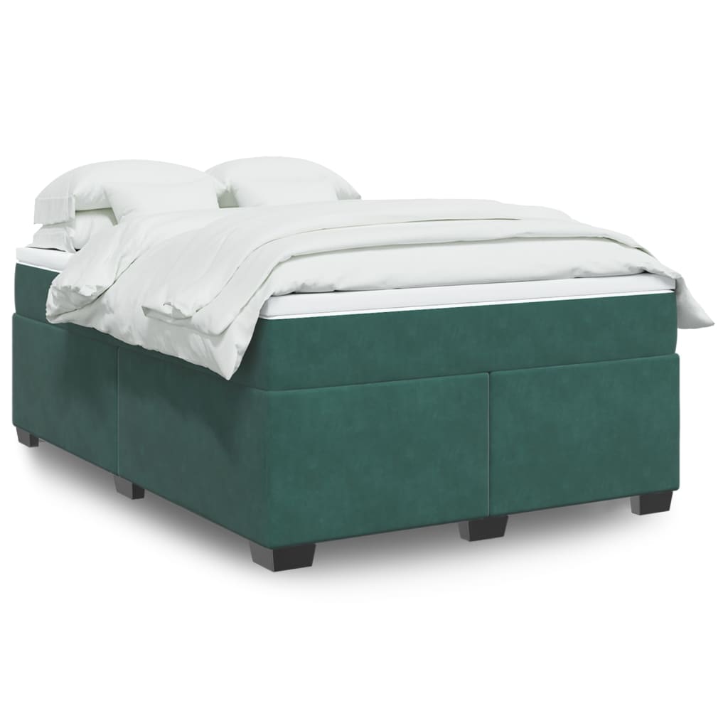 Boxspring met matras fluweel donkergroen 160x200 cm is nu te koop bij PeponiXL, paradijselijk wonen!