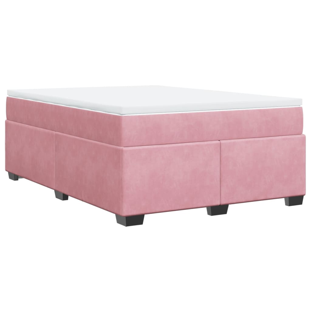 Boxspring met matras fluweel roze 160x200 cm is nu te koop bij PeponiXL, paradijselijk wonen!