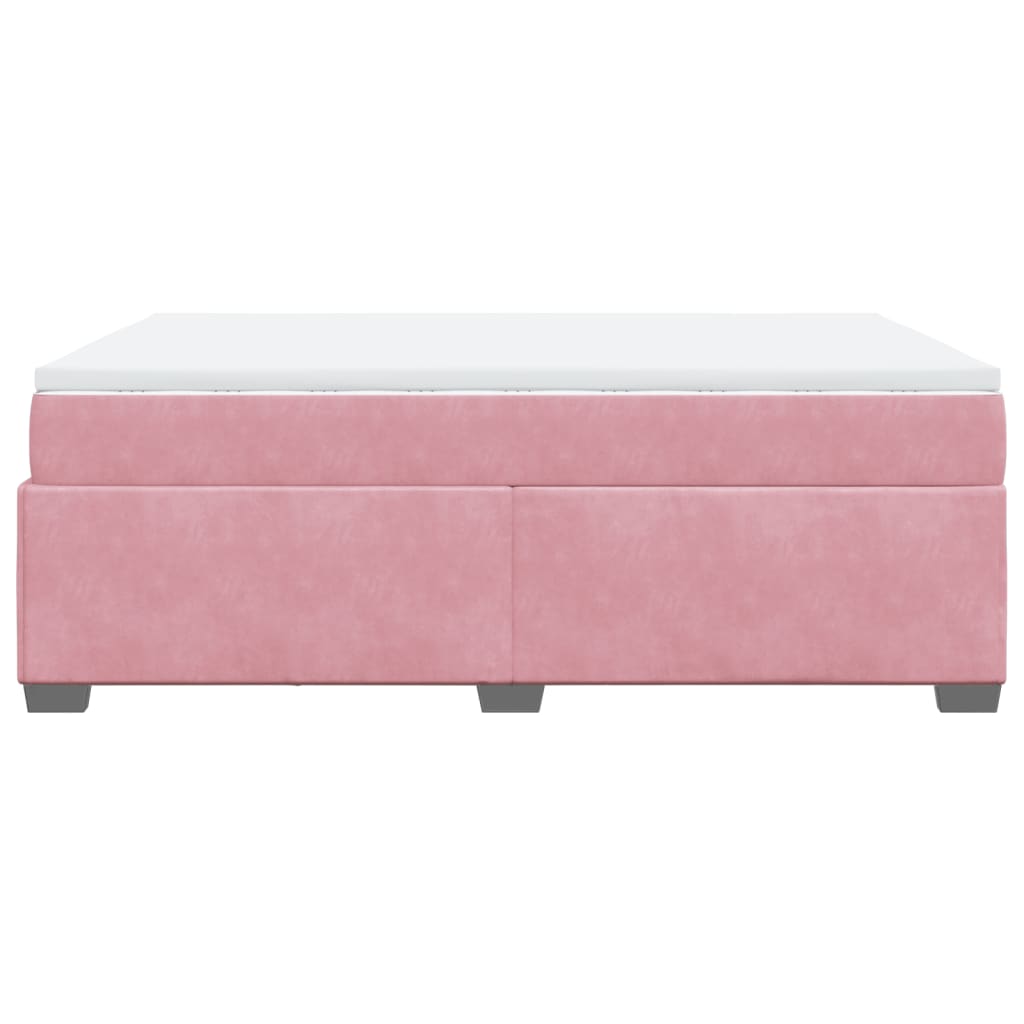 Boxspring met matras fluweel roze 160x200 cm is nu te koop bij PeponiXL, paradijselijk wonen!