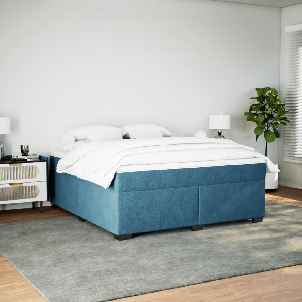 Boxspring met matras fluweel donkerblauw 180x200 cm is nu te koop bij PeponiXL, paradijselijk wonen!