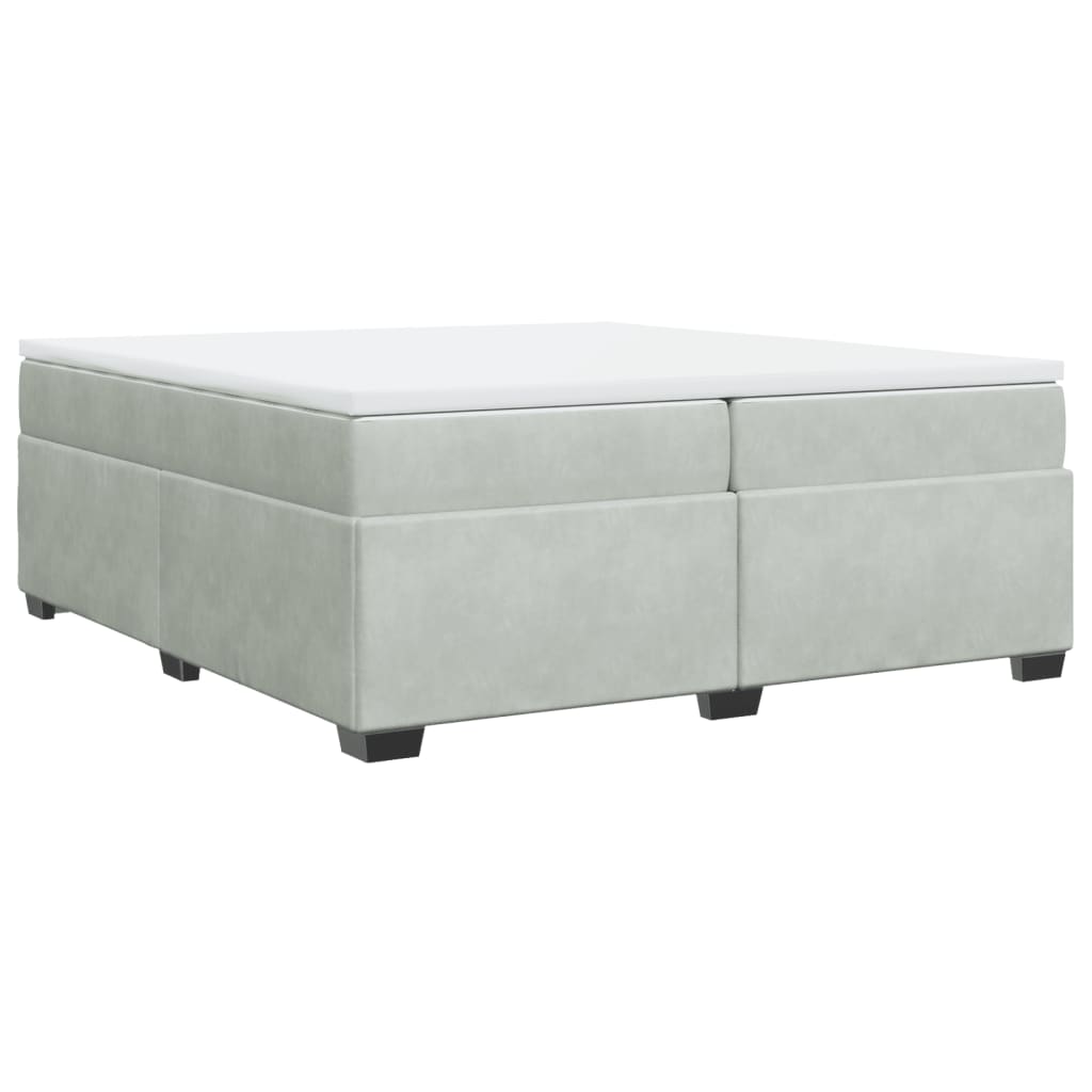 Boxspring met matras fluweel lichtgrijs 200x200 cm is nu te koop bij PeponiXL, paradijselijk wonen!