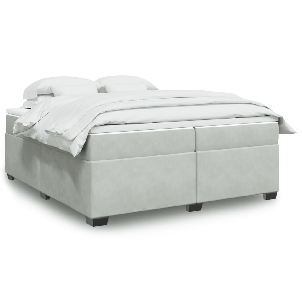 Boxspring met matras fluweel lichtgrijs 200x200 cm is nu te koop bij PeponiXL, paradijselijk wonen!