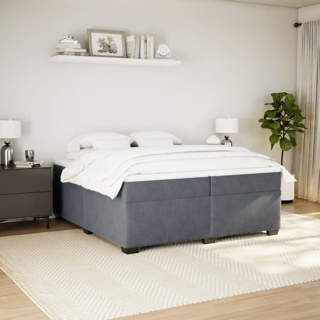 Boxspring met matras fluweel donkergrijs 200x200 cm is nu te koop bij PeponiXL, paradijselijk wonen!