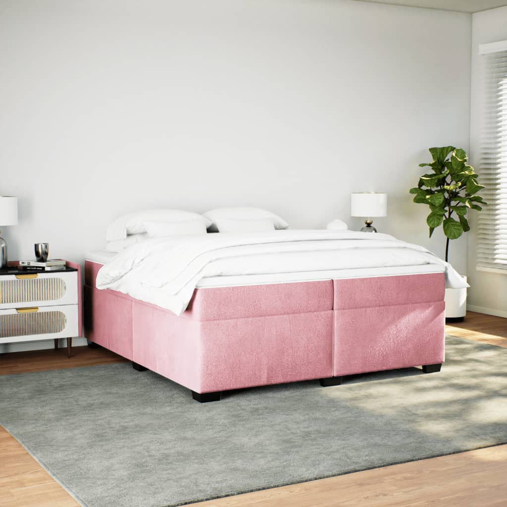 Boxspring met matras fluweel roze 200x200 cm is nu te koop bij PeponiXL, paradijselijk wonen!