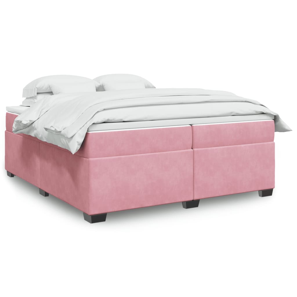 Boxspring met matras fluweel roze 200x200 cm is nu te koop bij PeponiXL, paradijselijk wonen!