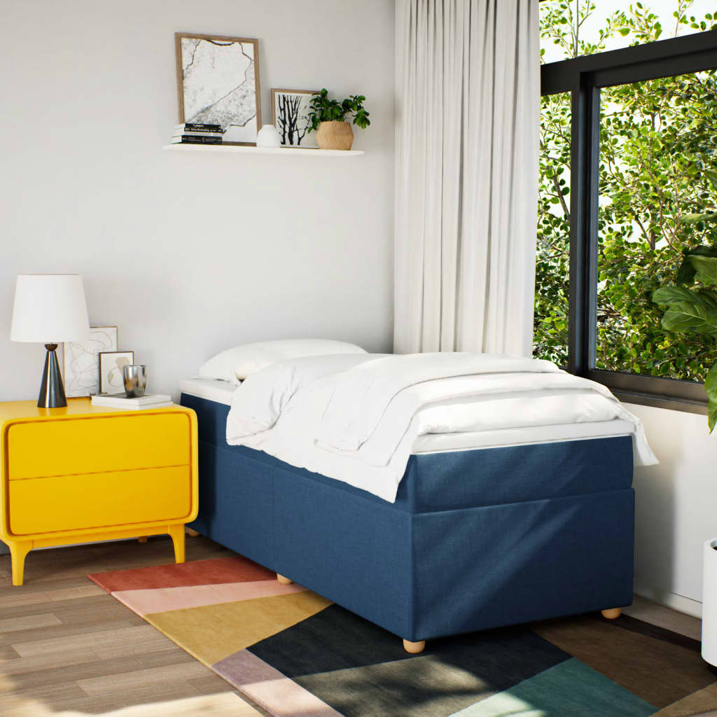 Boxspring met matras stof blauw 90x190 cm is nu te koop bij PeponiXL, paradijselijk wonen!