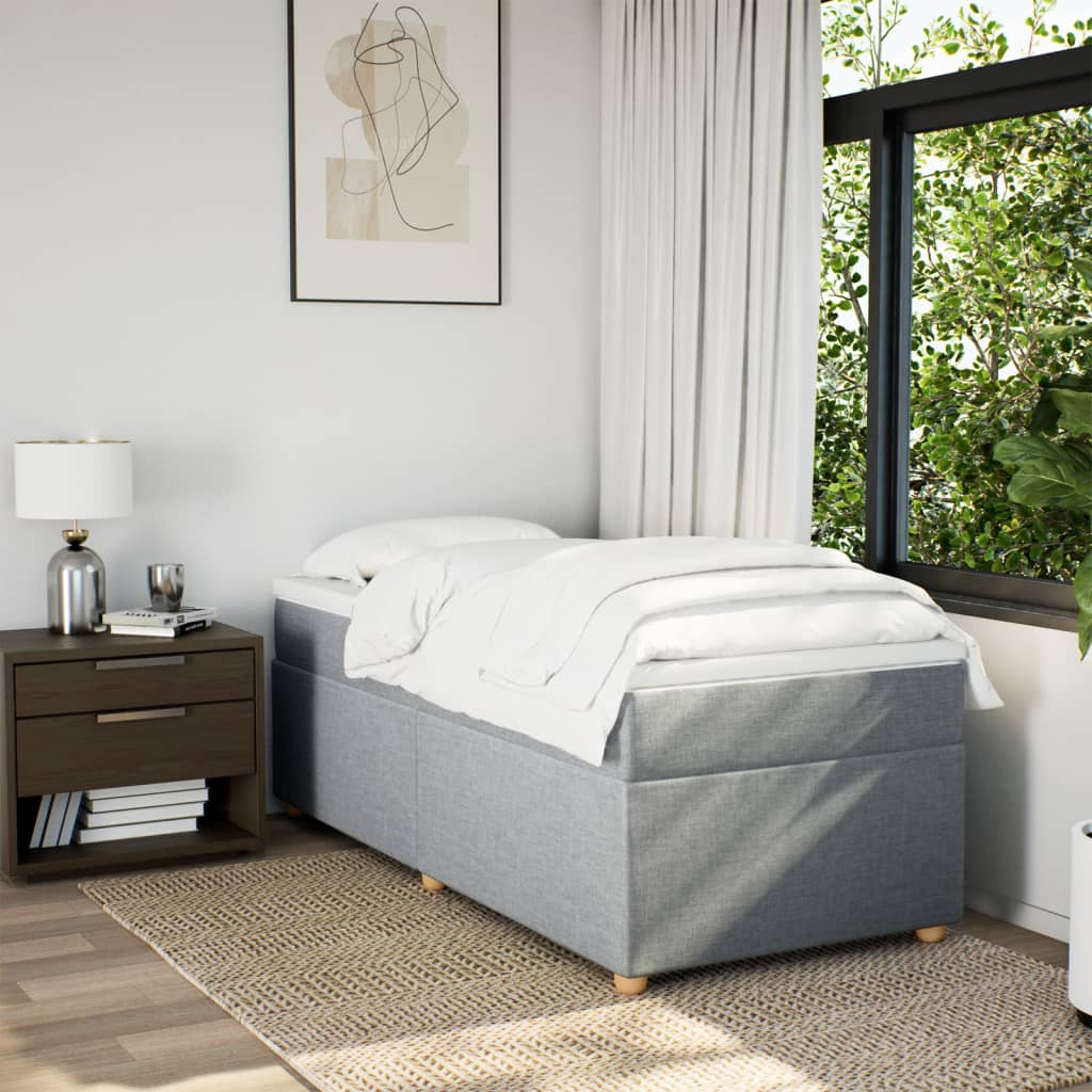 Boxspring met matras stof lichtgrijs 90x200 cm is nu te koop bij PeponiXL, paradijselijk wonen!