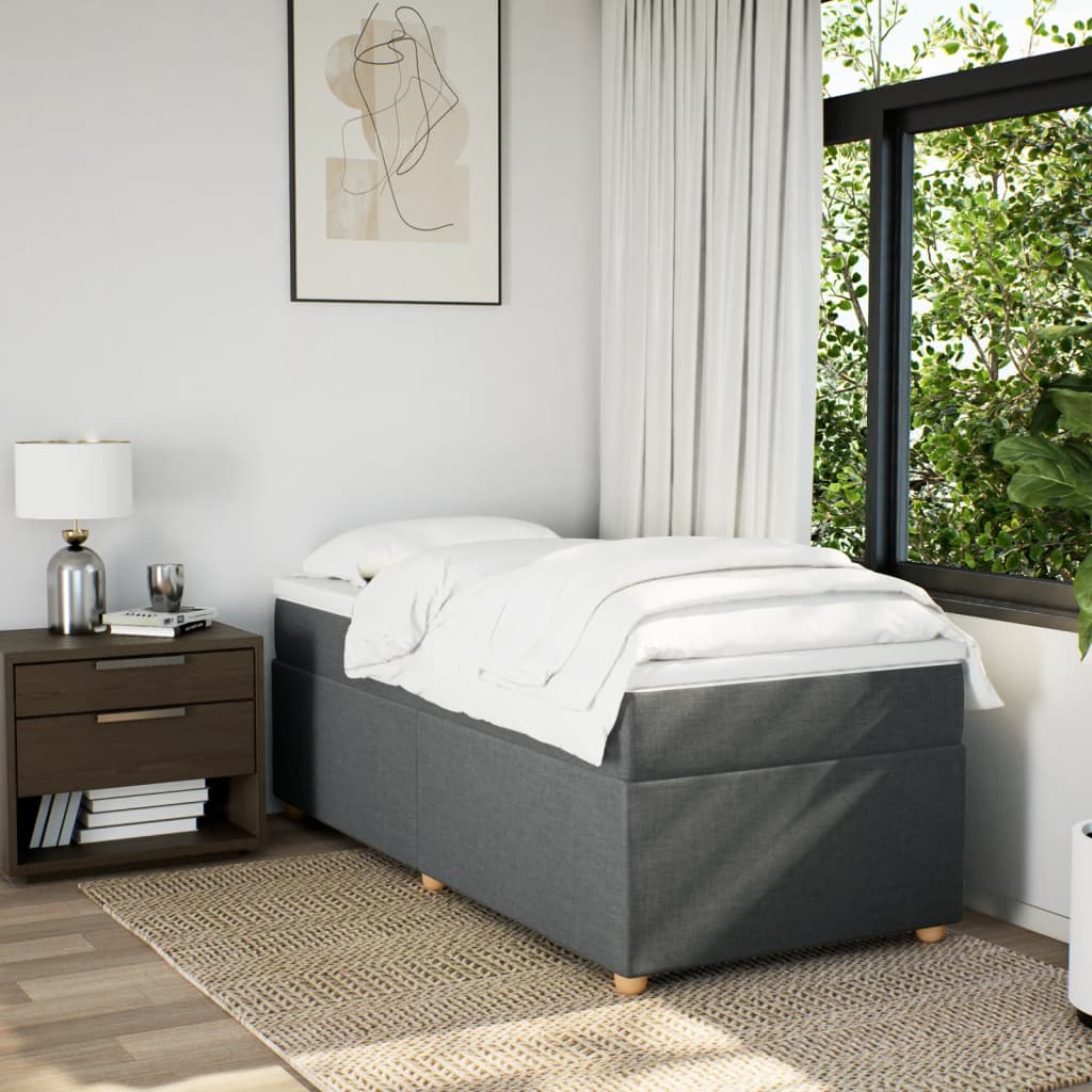 Boxspring met matras stof donkergrijs 90x200 cm is nu te koop bij PeponiXL, paradijselijk wonen!