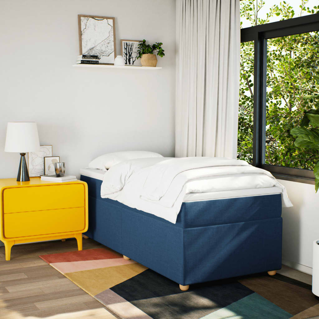 Boxspring met matras stof blauw 90x200 cm is nu te koop bij PeponiXL, paradijselijk wonen!