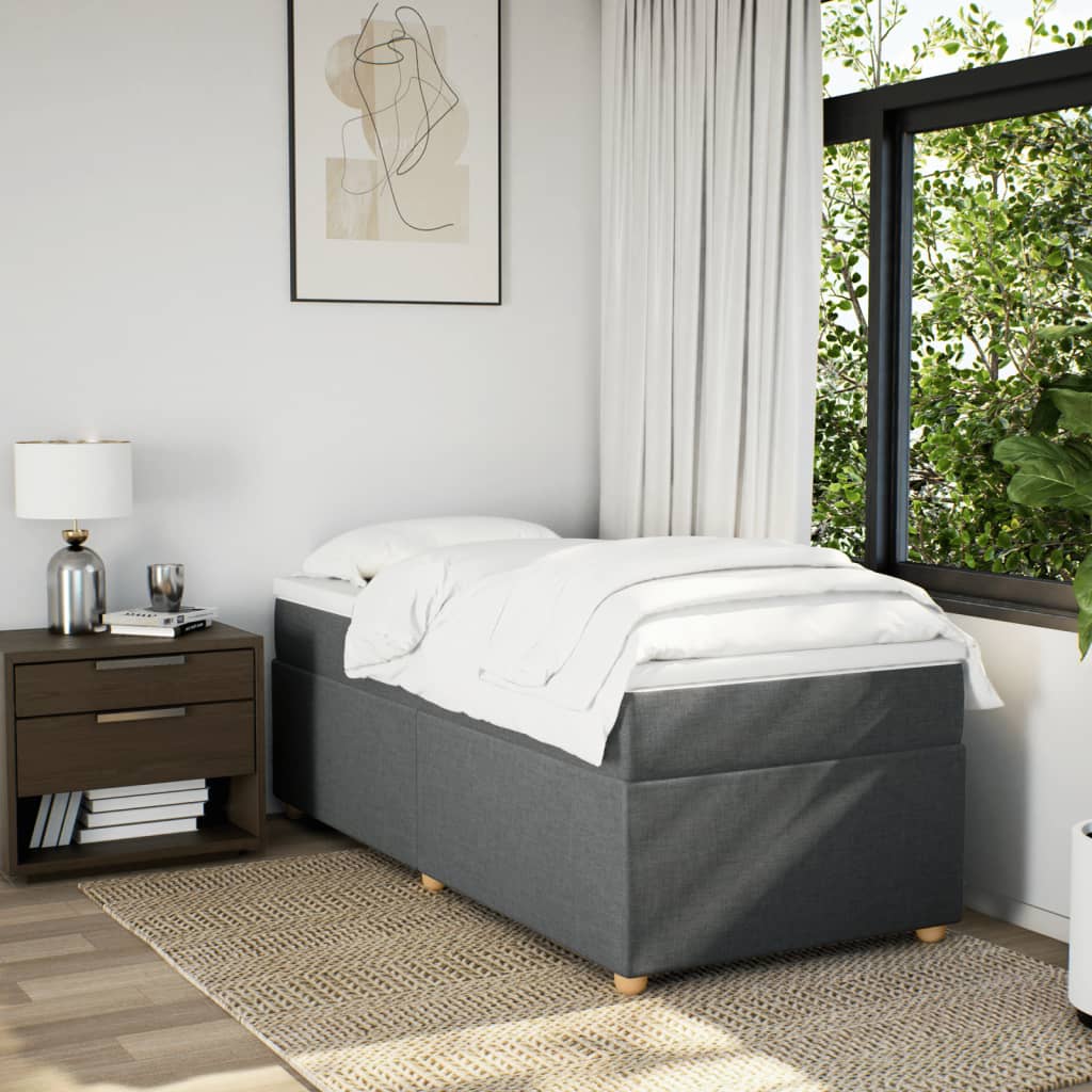 Boxspring met matras stof donkergrijs 100x200 cm is nu te koop bij PeponiXL, paradijselijk wonen!