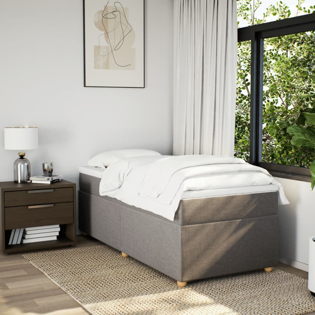 Boxspring met matras stof taupe 100x200 cm is nu te koop bij PeponiXL, paradijselijk wonen!