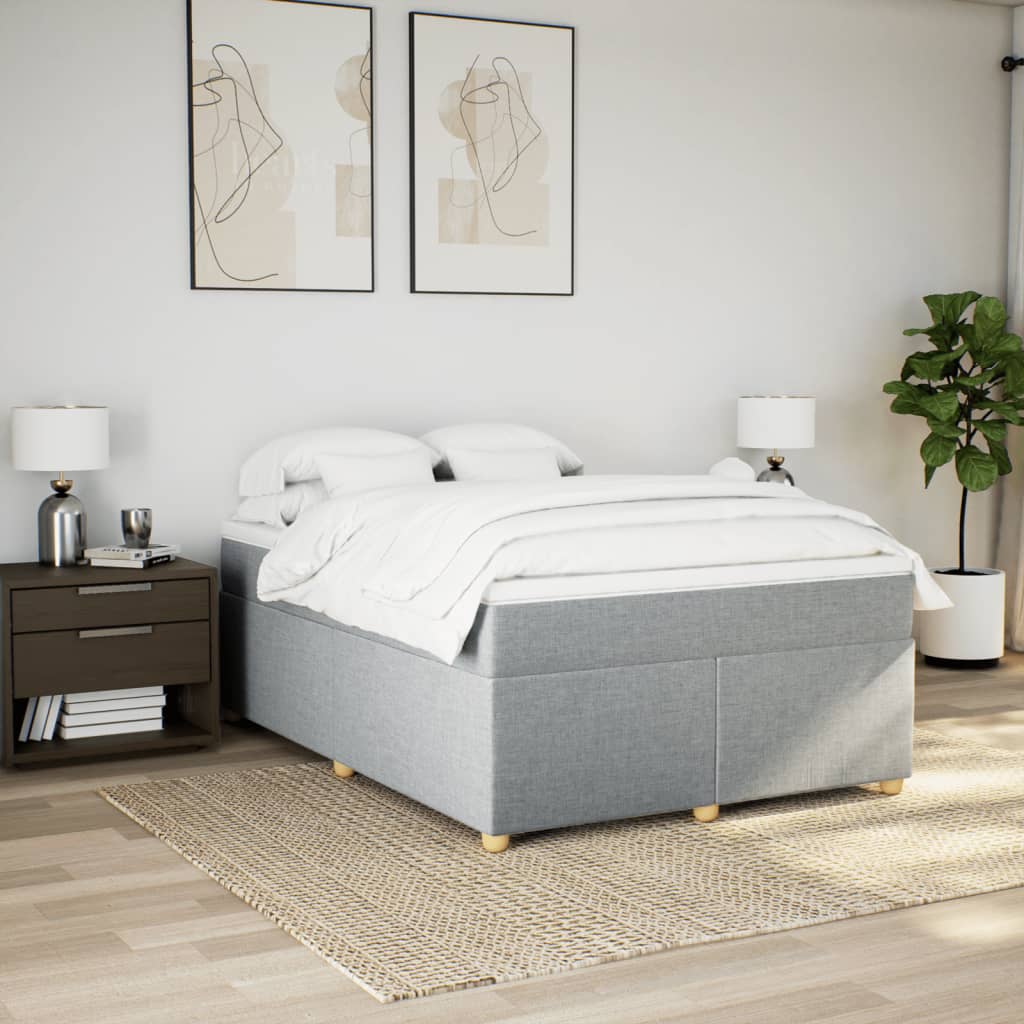 Boxspring met matras stof lichtgrijs 140x190 cm is nu te koop bij PeponiXL, paradijselijk wonen!
