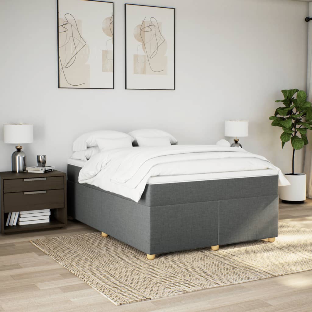 Boxspring met matras stof donkergrijs 140x190 cm is nu te koop bij PeponiXL, paradijselijk wonen!