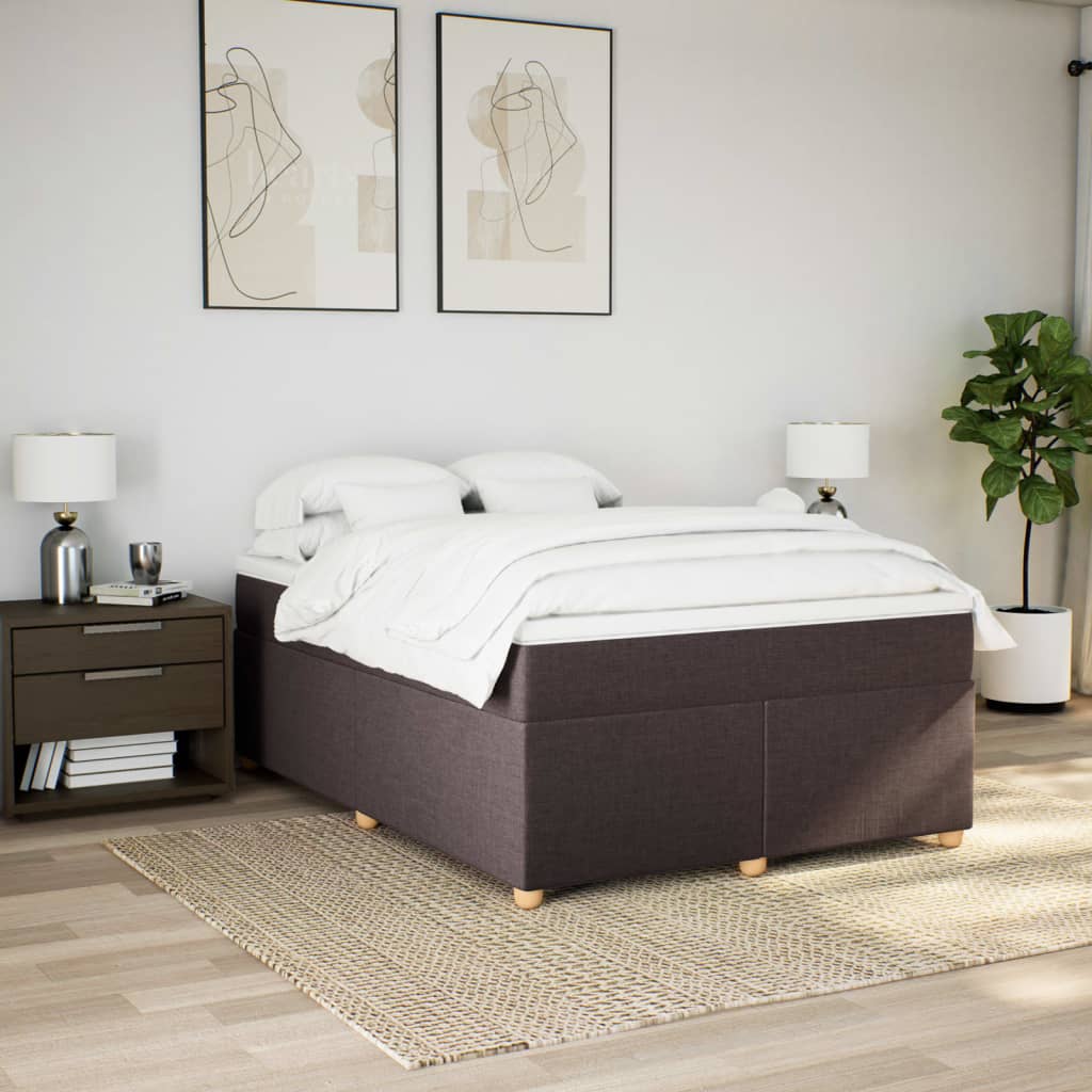 Boxspring met matras stof donkerbruin 140x190 cm is nu te koop bij PeponiXL, paradijselijk wonen!