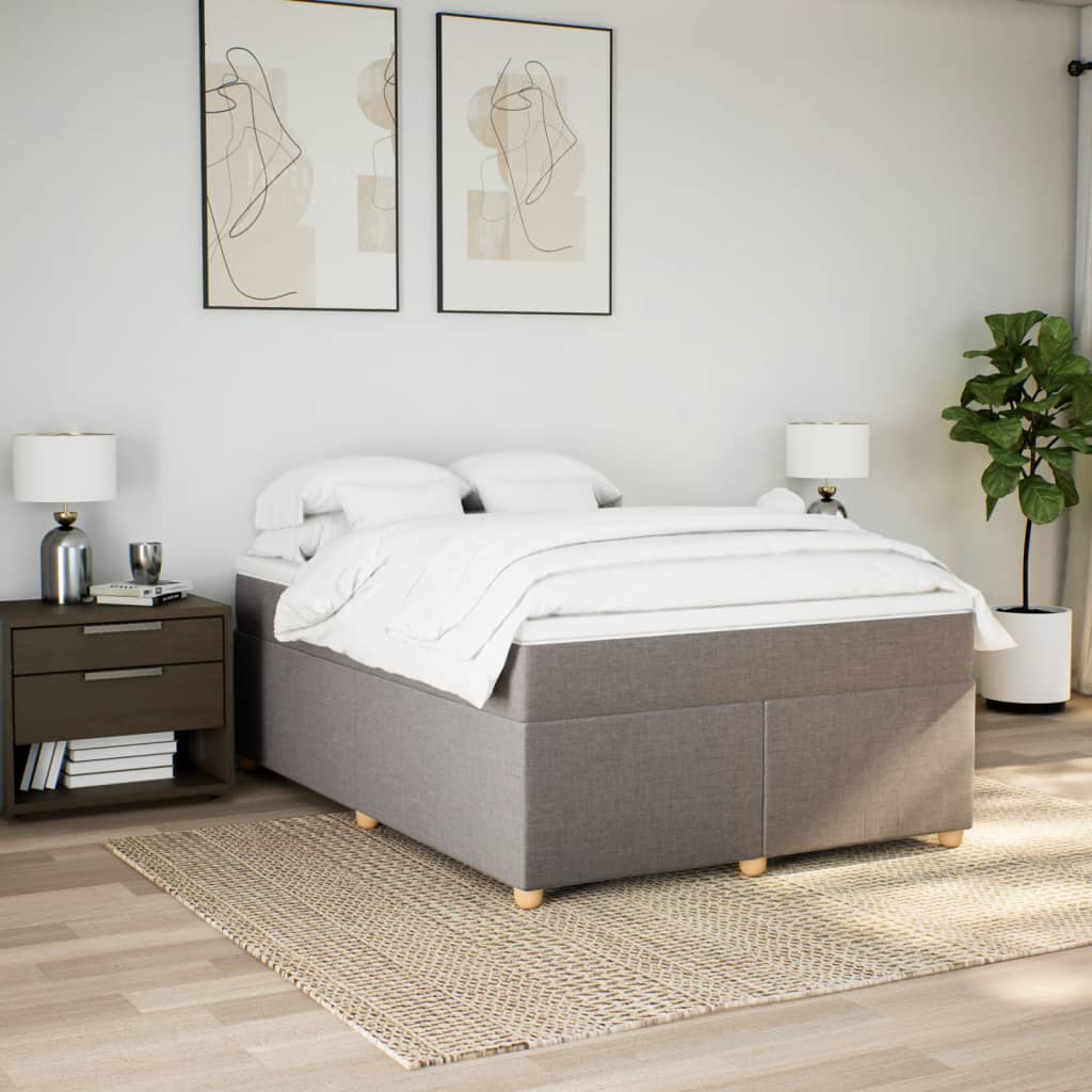 Boxspring met matras stof taupe 140x190 cm is nu te koop bij PeponiXL, paradijselijk wonen!
