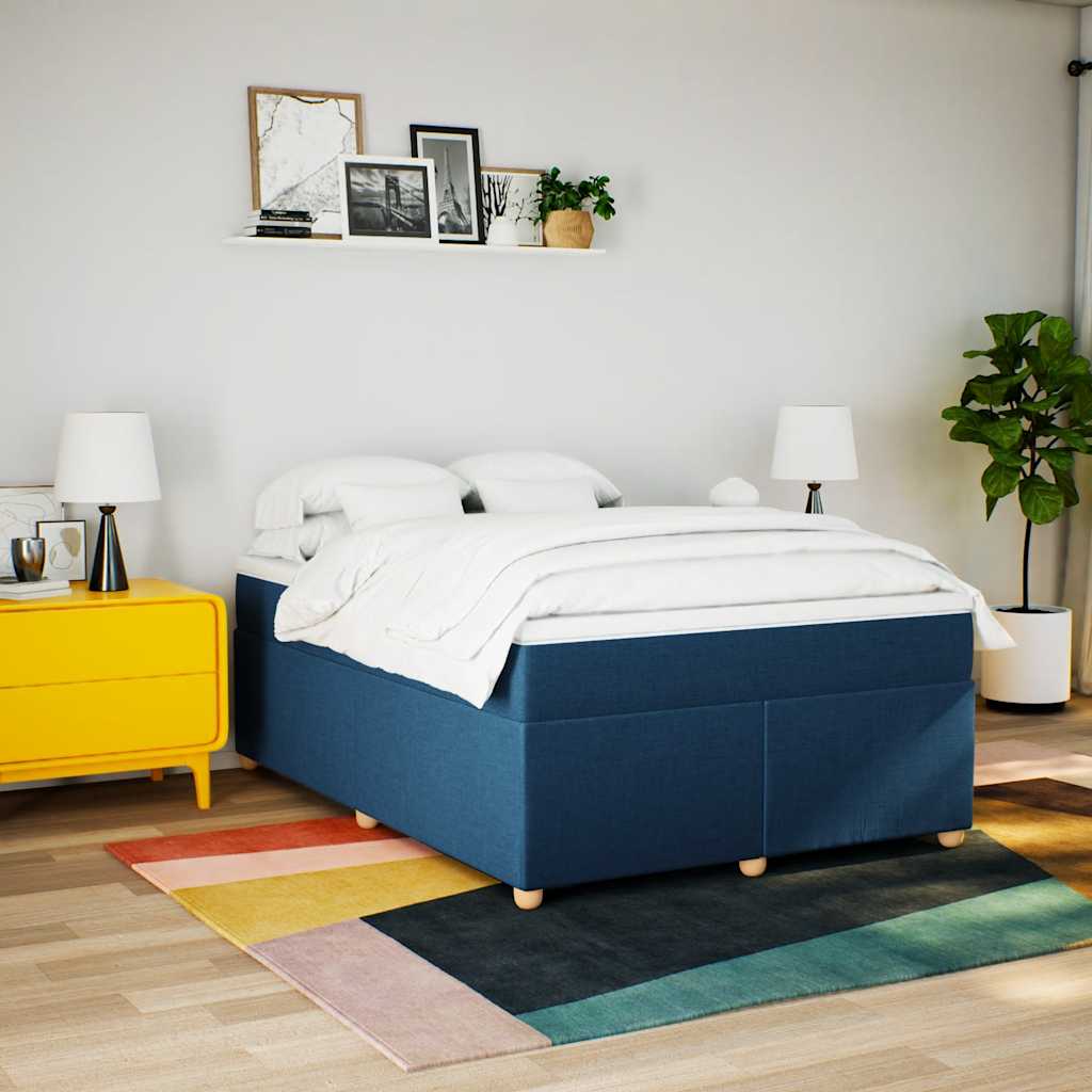 Boxspring met matras stof blauw 140x190 cm is nu te koop bij PeponiXL, paradijselijk wonen!