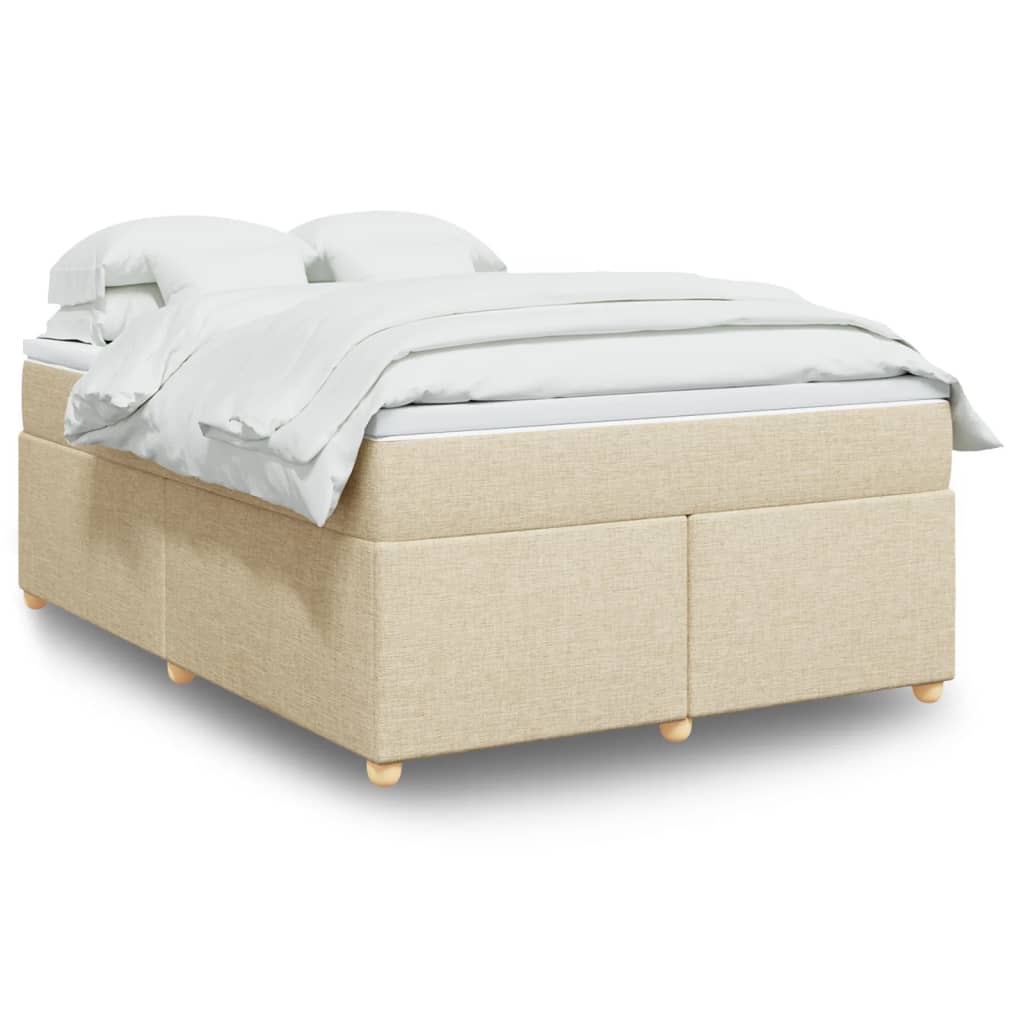 Boxspring met matras stof crèmekleurig 140x200 cm is nu te koop bij PeponiXL, paradijselijk wonen!