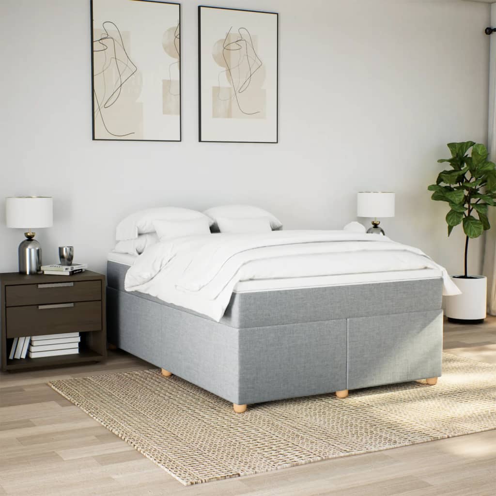Boxspring met matras stof lichtgrijs 160x200 cm is nu te koop bij PeponiXL, paradijselijk wonen!