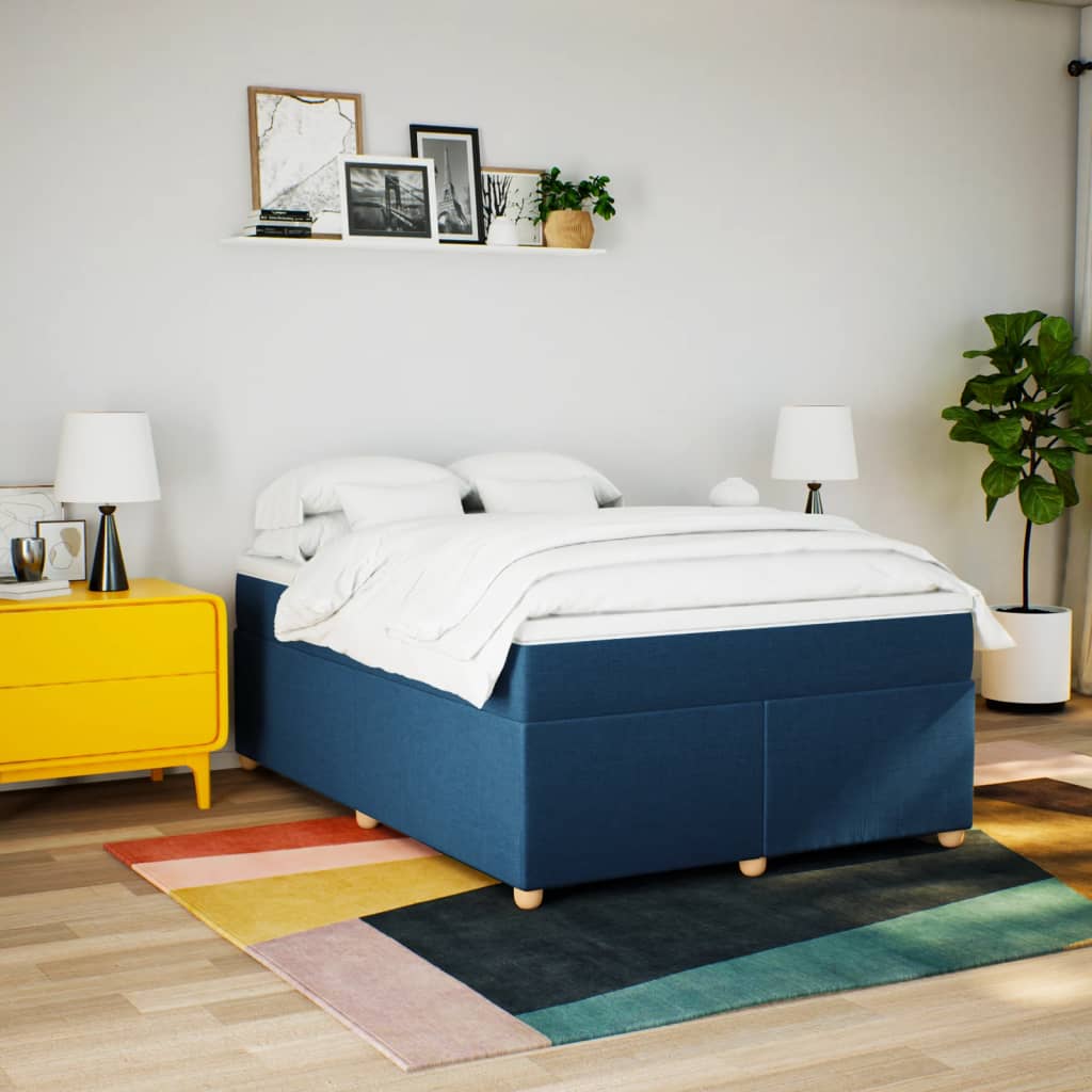 Boxspring met matras stof blauw 160x200 cm is nu te koop bij PeponiXL, paradijselijk wonen!