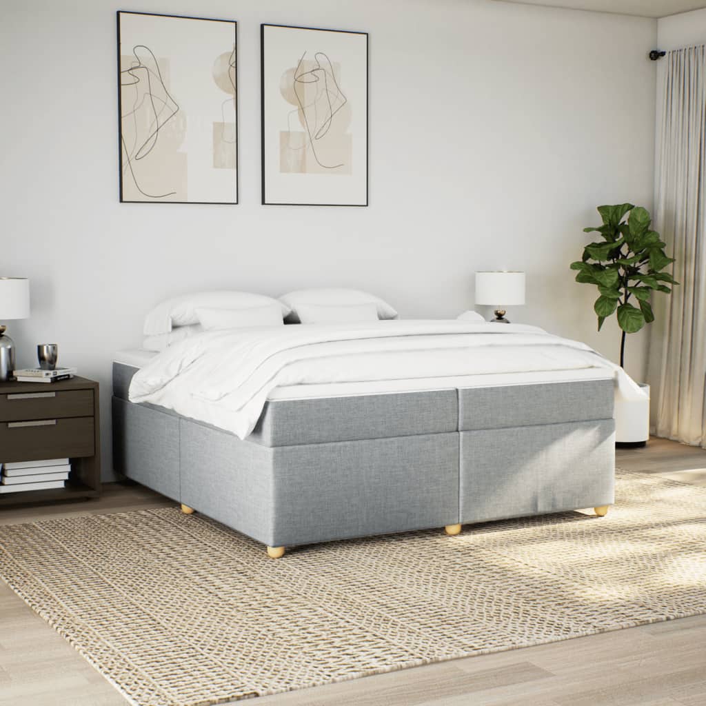 Boxspring met matras stof lichtgrijs 200x200 cm is nu te koop bij PeponiXL, paradijselijk wonen!