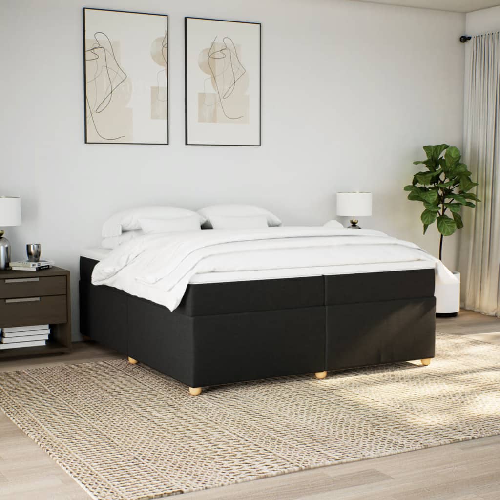 Boxspring met matras stof zwart 200x200 cm is nu te koop bij PeponiXL, paradijselijk wonen!