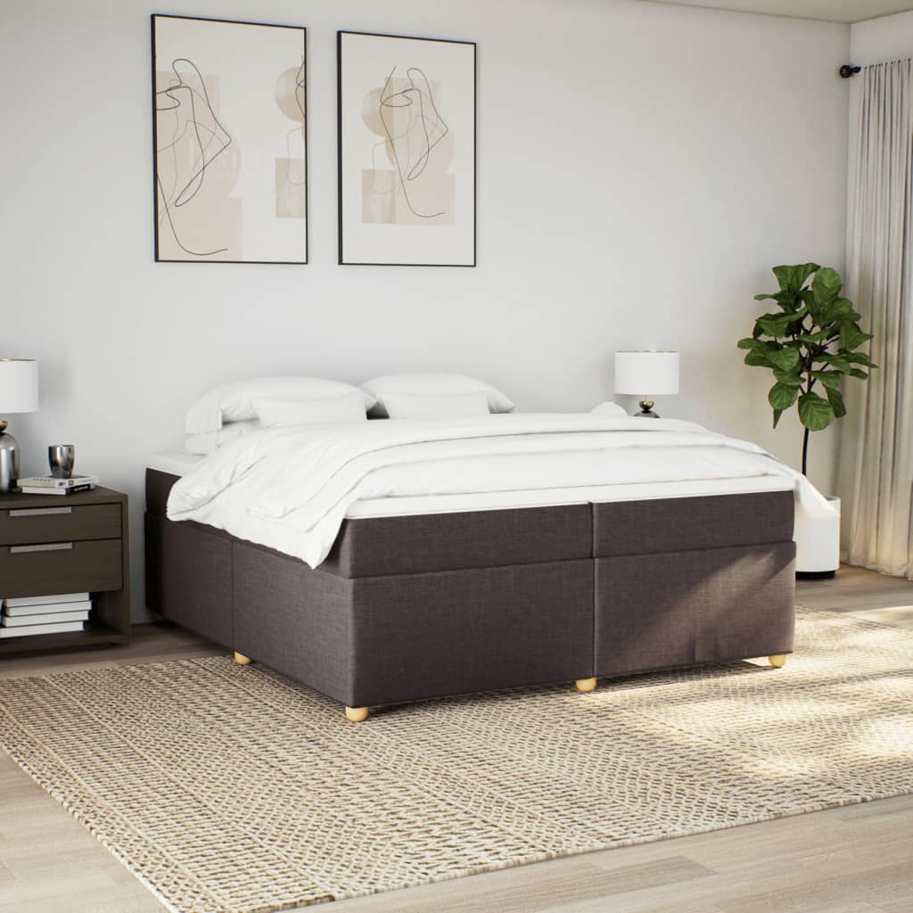 Boxspring met matras stof donkerbruin 200x200 cm is nu te koop bij PeponiXL, paradijselijk wonen!
