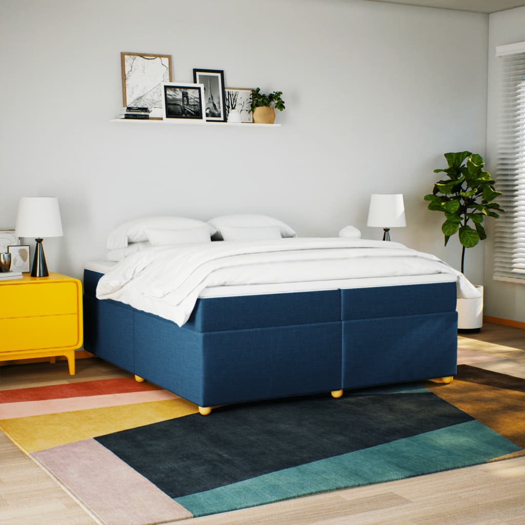 Boxspring met matras stof blauw 200x200 cm is nu te koop bij PeponiXL, paradijselijk wonen!