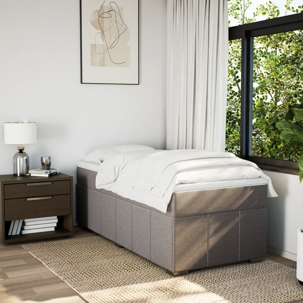 Boxspring met matras stof taupe 80x200 cm is nu te koop bij PeponiXL, paradijselijk wonen!