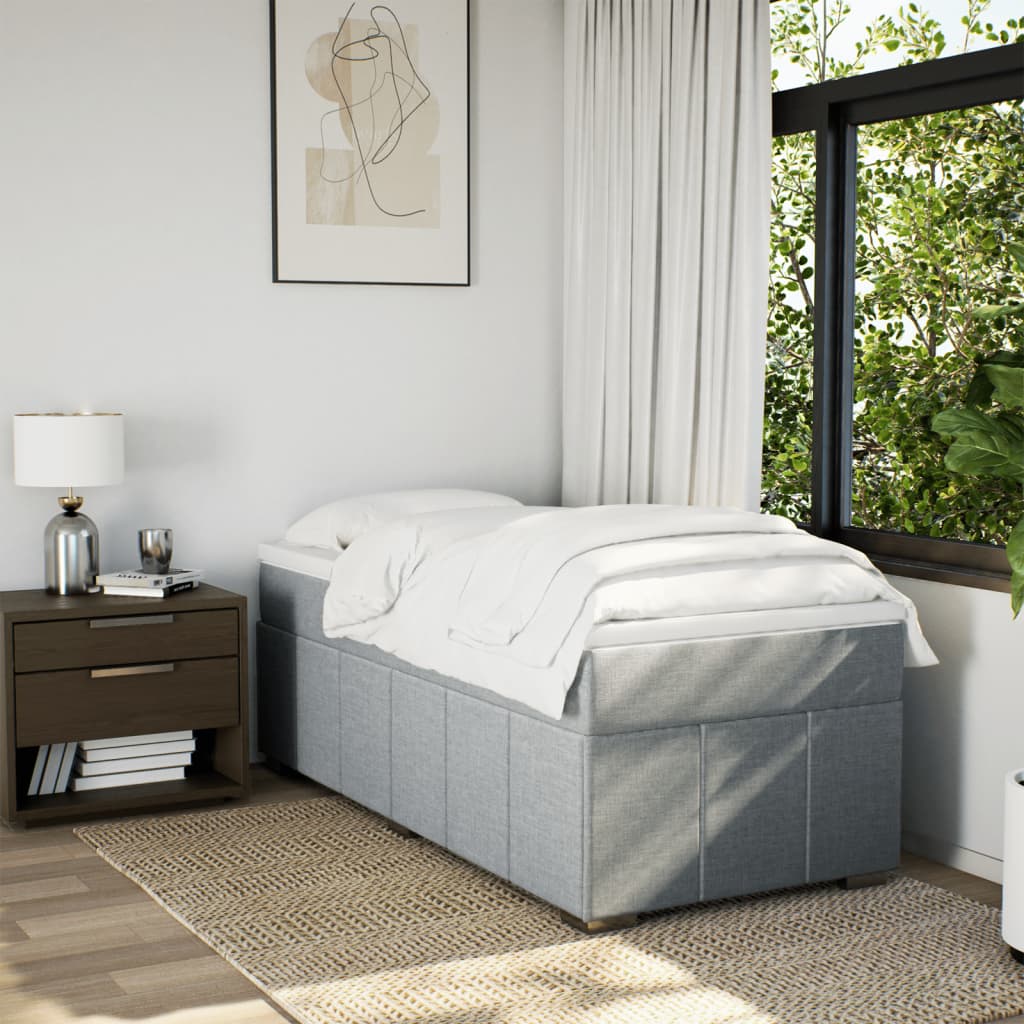 Boxspring met matras stof lichtgrijs 90x190 cm is nu te koop bij PeponiXL, paradijselijk wonen!