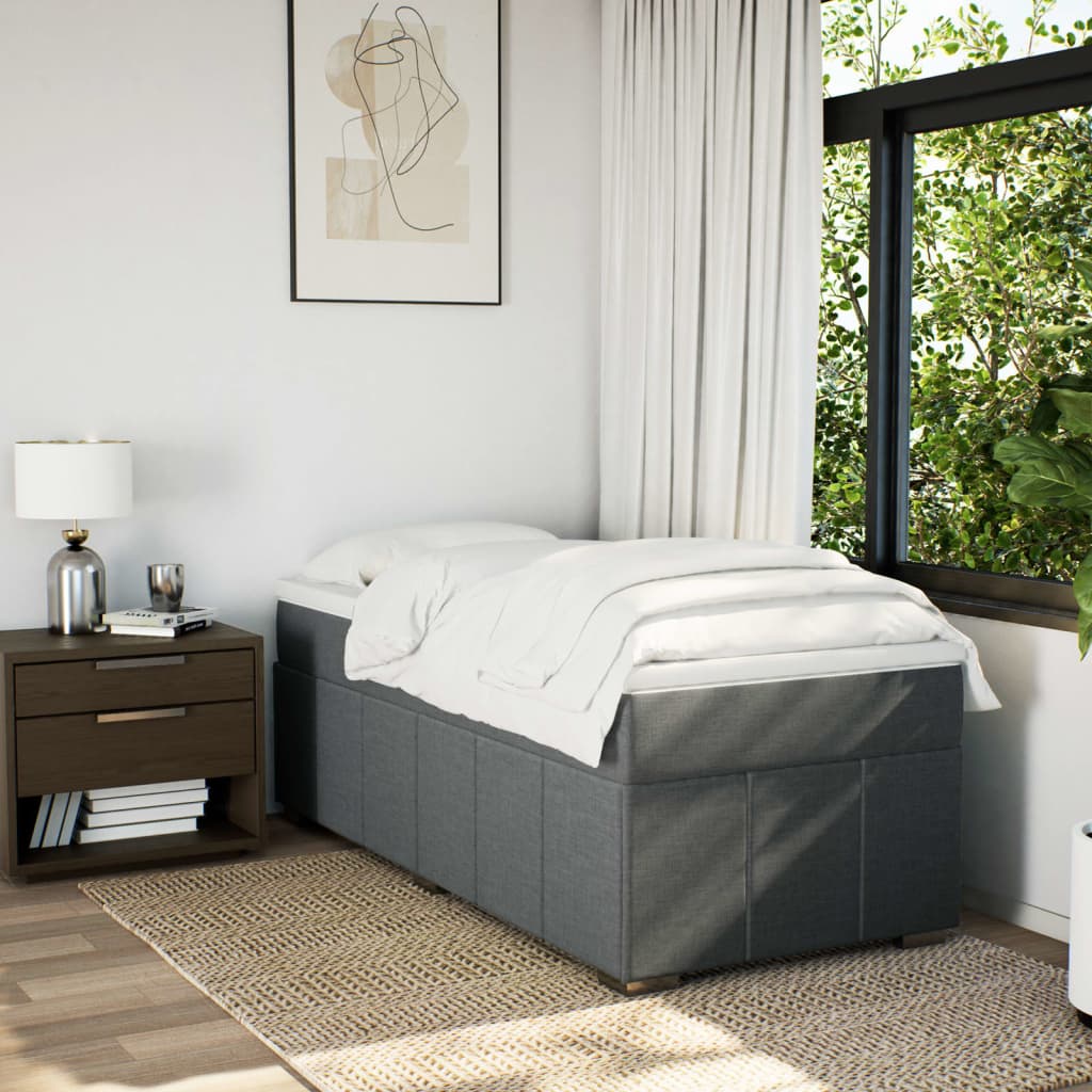 Boxspring met matras stof donkergrijs 90x190 cm is nu te koop bij PeponiXL, paradijselijk wonen!