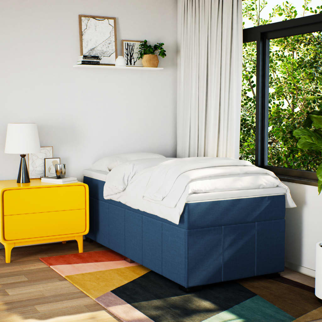 Boxspring met matras stof blauw 90x200 cm is nu te koop bij PeponiXL, paradijselijk wonen!