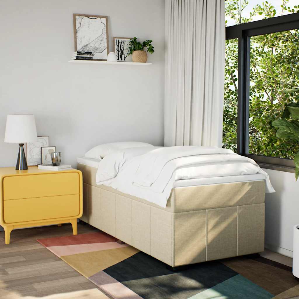 Boxspring met matras stof crèmekleurig 100x200 cm is nu te koop bij PeponiXL, paradijselijk wonen!
