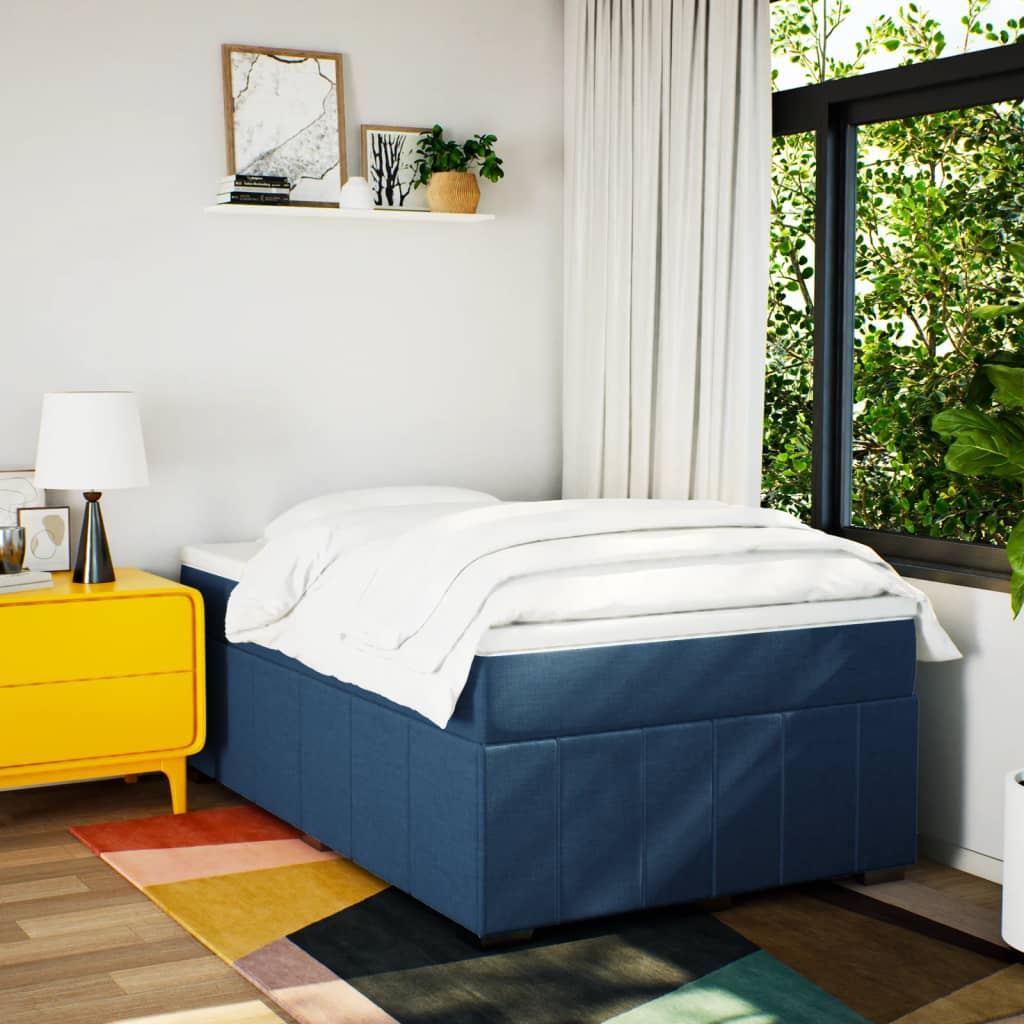 Boxspring met matras stof blauw 120x190 cm is nu te koop bij PeponiXL, paradijselijk wonen!