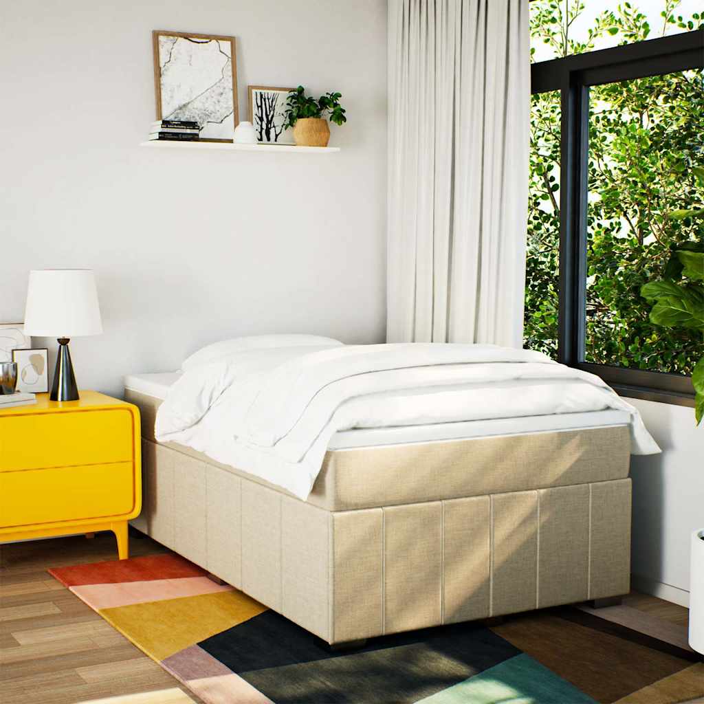 Boxspring met matras stof crèmekleurig 120x200 cm is nu te koop bij PeponiXL, paradijselijk wonen!